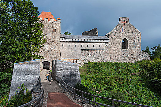 遗址,中世纪,城堡,建造,兄弟,剑,拉脱维亚,欧洲