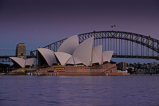 悉尼歌剧院,悉尼海港大桥,黎明,悉尼,澳大利亚