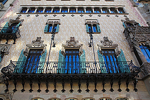 华美,建筑,露台,窗户,现代主义,风格,建造,巴塞罗那,加泰罗尼亚,西班牙,欧洲