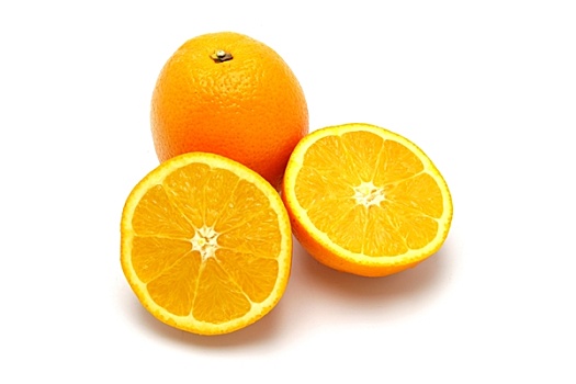 橙子,切,一半,白色背景