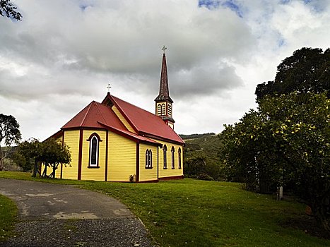 旧式,教堂,新,西兰岛