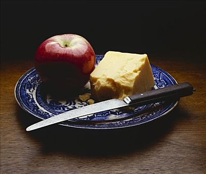 苹果,盘子,刀