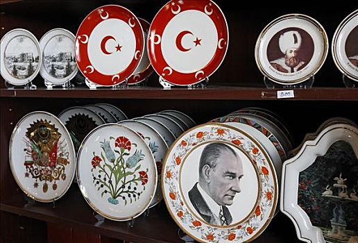 排,土耳其,纪念品,盘子,肖像,伊斯坦布尔