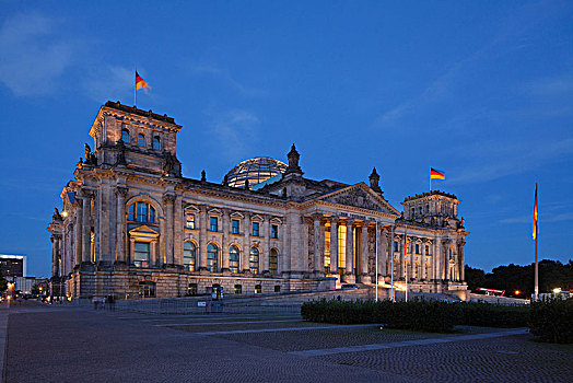 德国国会大厦,建筑,黄昏,柏林,德国,欧洲