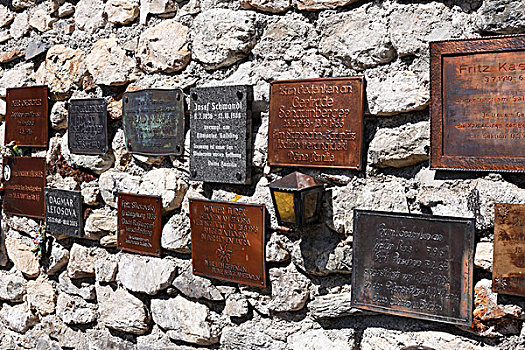 铭牌,墓地,阿尔卑斯山,施蒂里亚,奥地利,欧洲