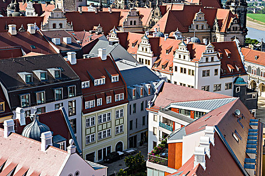 航拍,屋顶,靠近,德累斯顿,城堡,历史,中心,萨克森,德国,欧洲