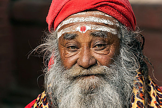 苦行僧,脸绘,头像,加德满都,尼泊尔,亚洲