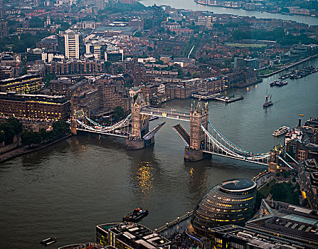 风景,光亮,塔桥,泰晤士河,伦敦,市政厅,晚间,英格兰,英国,欧洲