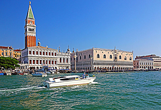 水岸,水上出租车,钟楼,宫殿,威尼斯,威尼托,意大利,世界遗产