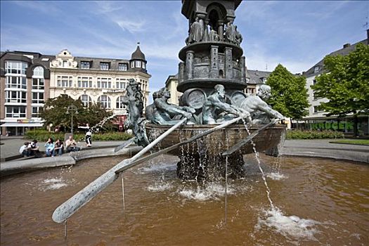 喷泉,广场,科布伦茨,莱茵兰普法尔茨州,德国,欧洲