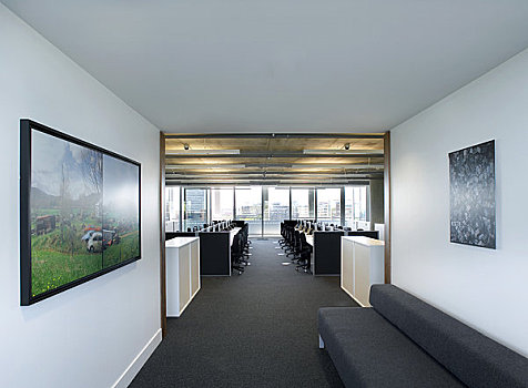交谈,总部,伦敦,英国,2009年,内景,区域,艺术品,墙壁,开放式格局,办公室