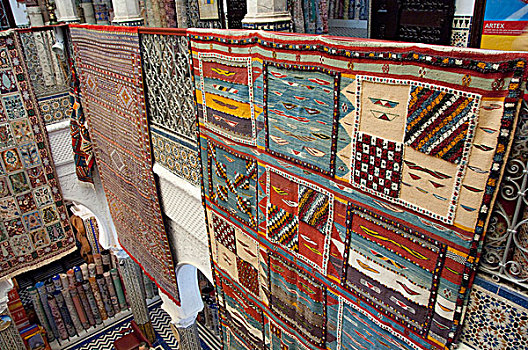 摩洛哥,历史,麦地那,集市,传统,地毯,展示室