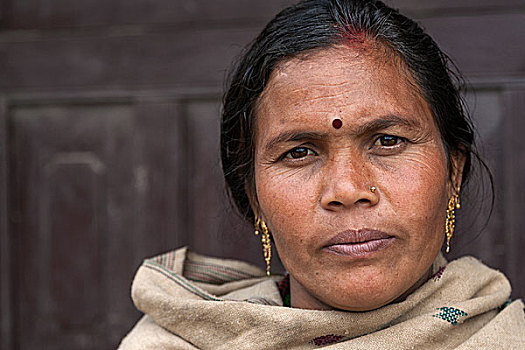 尼泊尔人,女人,耳饰,头像,尼泊尔,亚洲