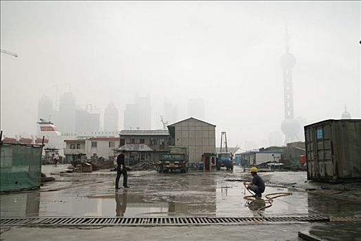 工作,建筑工地,上海,中国,亚洲