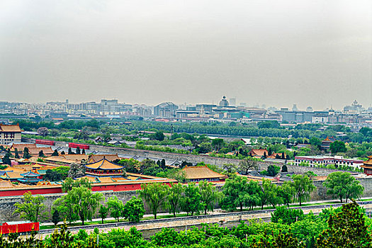 北京景山公园故宫全景