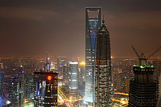 金茂大厦-环球金融中心夜景