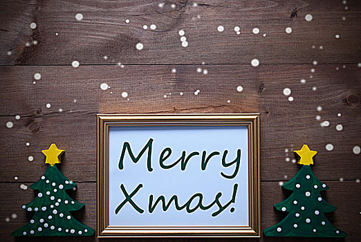 画框,圣诞树,文字,圣诞快乐,雪花