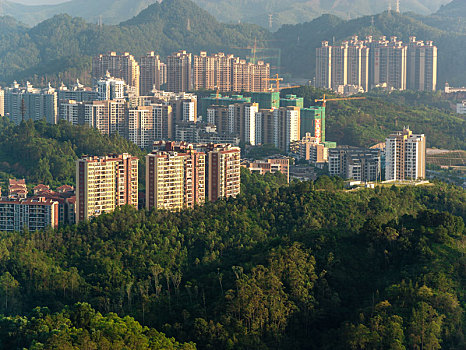 鸟瞰惠州市市区城市建筑风光