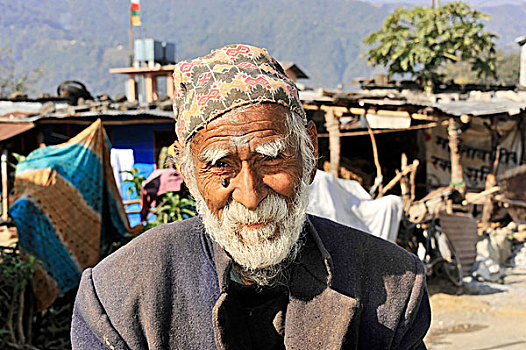 老,尼泊尔人,男人,头像,波卡拉,尼泊尔,亚洲