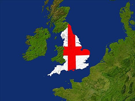 卫星图,英格兰,旗帜,遮盖