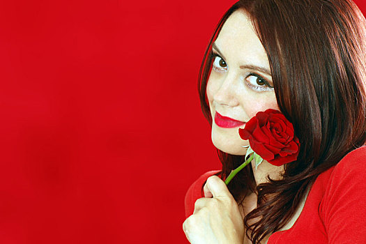 微笑,女人,红玫瑰