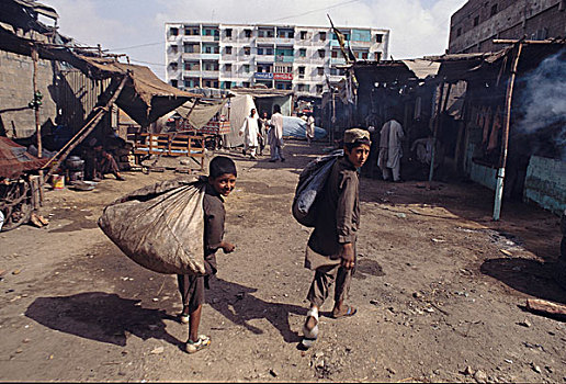 阿富汗,孩子,街道,卡拉奇,巴基斯坦,七月,2005年
