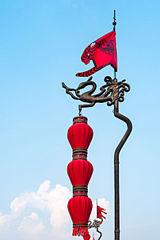西安古城墙上的红灯笼