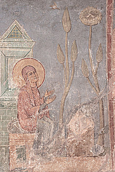 圣徒,祈祷,12世纪,艺术家,古老,俄罗斯,壁画