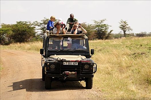 游客,旅游,塞伦盖蒂国家公园,坦桑尼亚,非洲