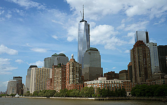风景,一个,世贸中心,水,曼哈顿,纽约,美国
