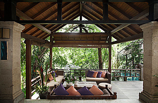 房子,巴厘岛,外景,木质,平台