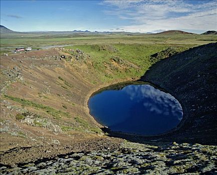 小,火山湖,靠近,冰岛