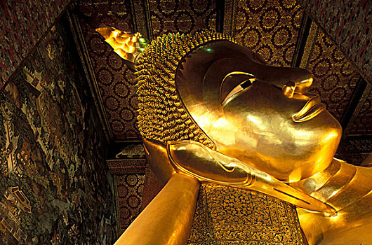 亚洲,泰国,曼谷,仪表,长,雕塑,卧佛,庙宇