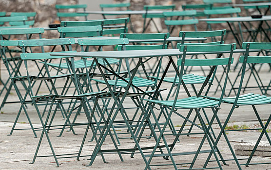 空,绿色,椅子,桌子