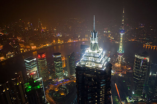 陆家嘴夜景鸟瞰