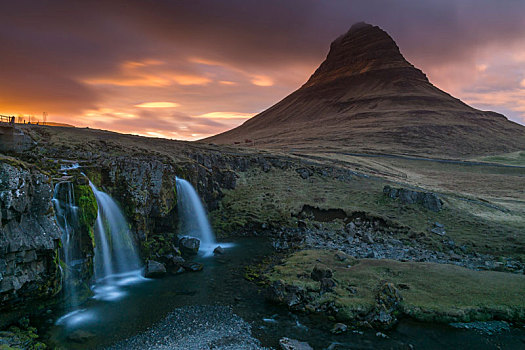北欧,冰岛,斯奈山半岛,落日,后面