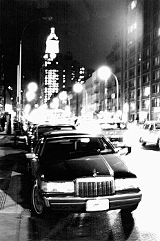 豪华轿车,纽约,街道,夜晚