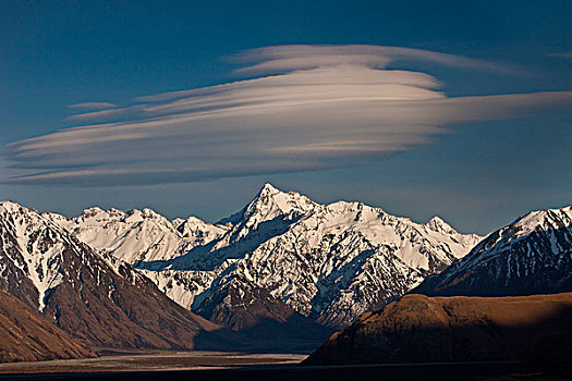 风,云,上方,山,河谷,坎特伯雷,新西兰