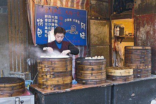 销售,蒸制,饺子,老城,上海,中国
