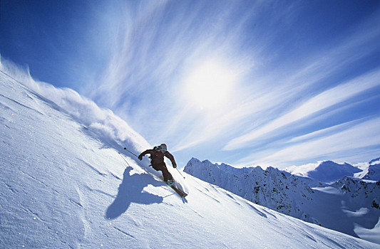 人,滑雪,山,斜坡