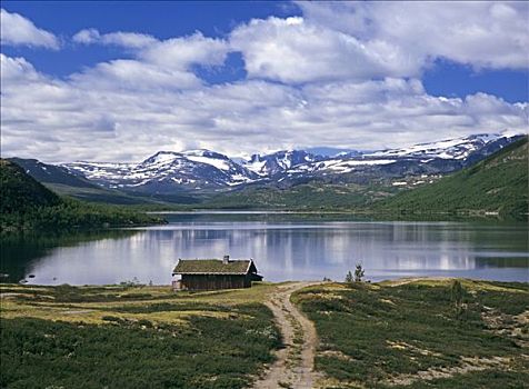 小屋,尤通黑门山,山脉,挪威
