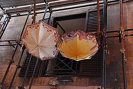伞,悬挂,露台,窗户,罗马,意大利