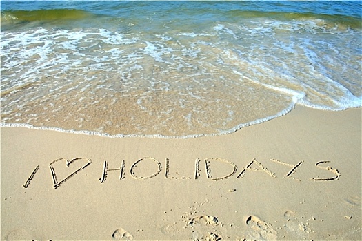 喜爱,休假,标签,海滩