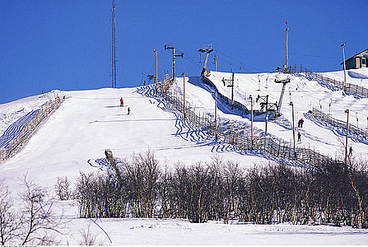 滑雪,山,拉普兰,瑞典