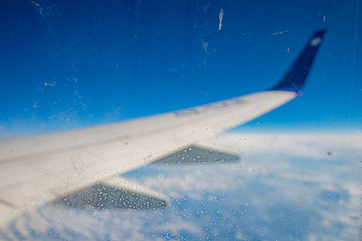 冰冻,浓缩,冰晶,窗户,飞机,翼,背影