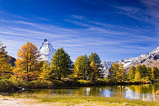 湖,马塔角,靠近,策马特峰,瑞士