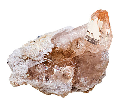 水晶,岩石上,隔绝,白色背景