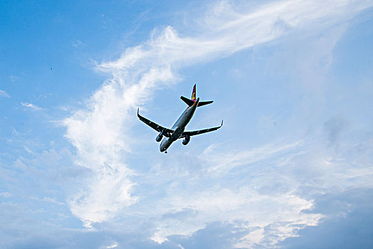 天津航空的飞机正降落重庆江北机场