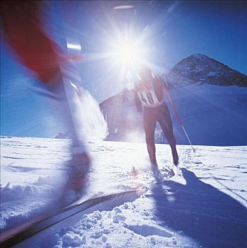 男人,滑雪者,越野滑雪,冬季运动,雪,欧洲,移动,动感