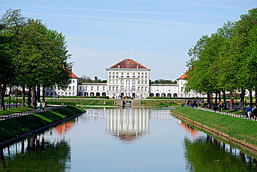 城堡,宁芬堡,宫殿,公园,运河,慕尼黑,上巴伐利亚,巴伐利亚,德国,欧洲